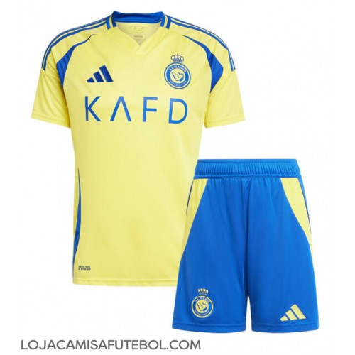 Camisa de Futebol Al-Nassr Equipamento Principal Infantil 2024-25 Manga Curta (+ Calças curtas)